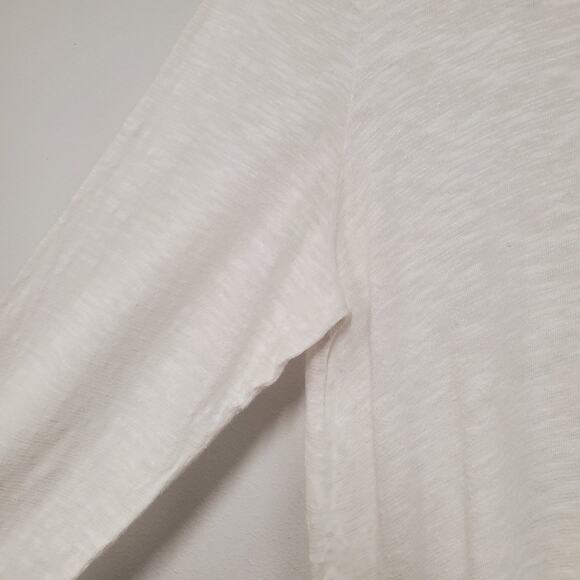 J. Jill Top Linen Blend Tunic Women's M White Asymmetric Hem Minimalist Coastal - Picture 7 of 11